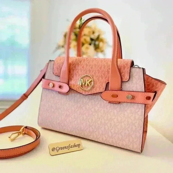 Michael Kors Purse Carmen Medium Flap Satchel shoulder bag sherbert new - Picture 6 of 9